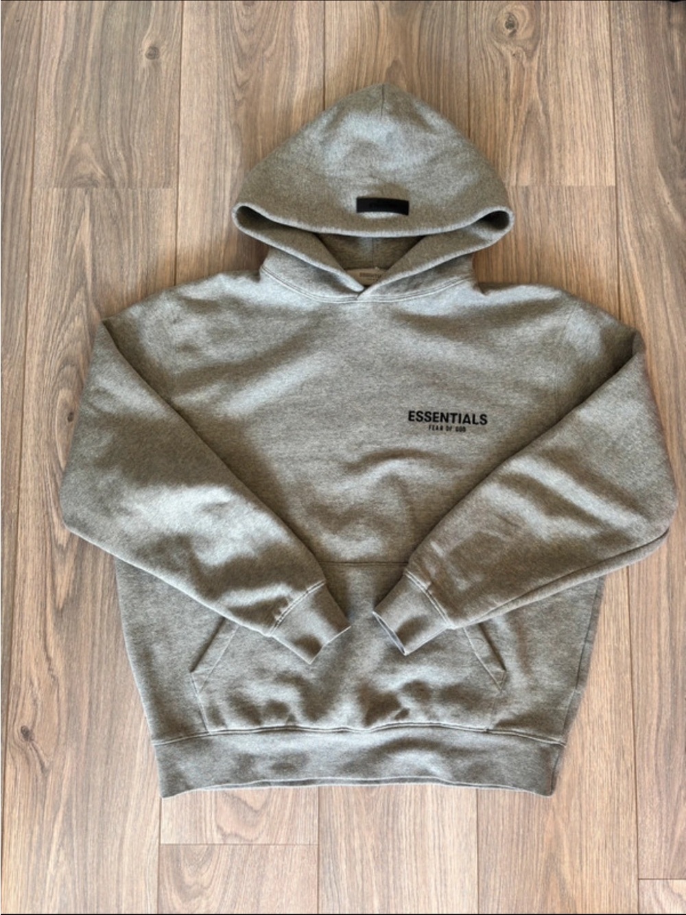 Essentials Men's Hoodie in Heather Gray with Black Logo